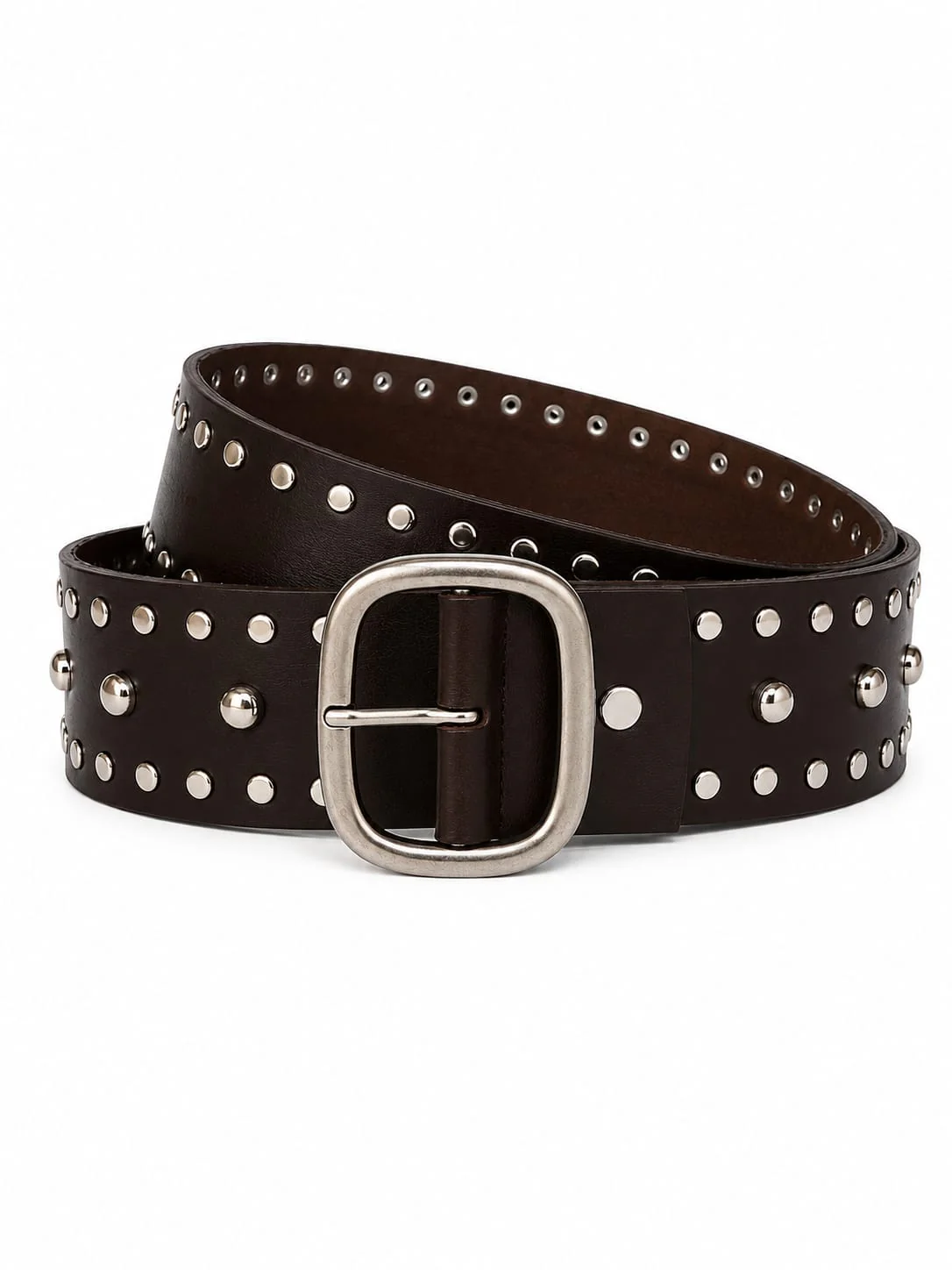 Studded Brown Belt – Genuine Leather